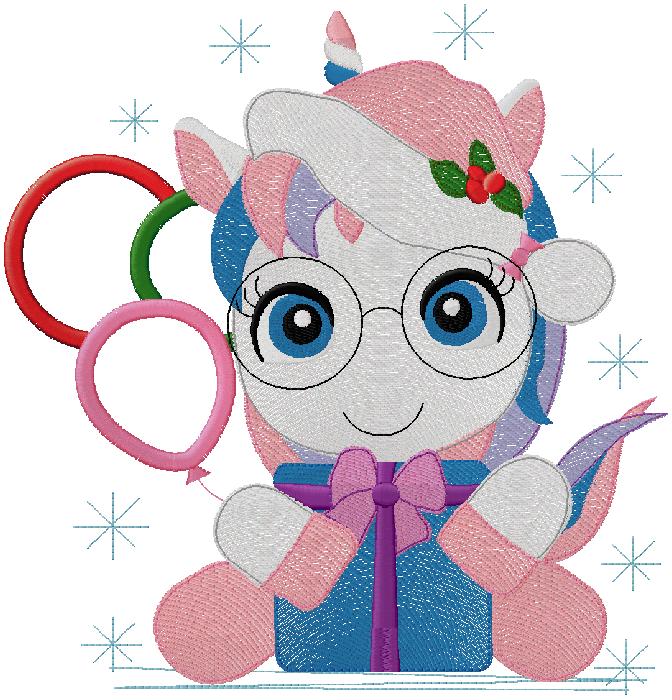 Cute doodle unicorn embroidery design