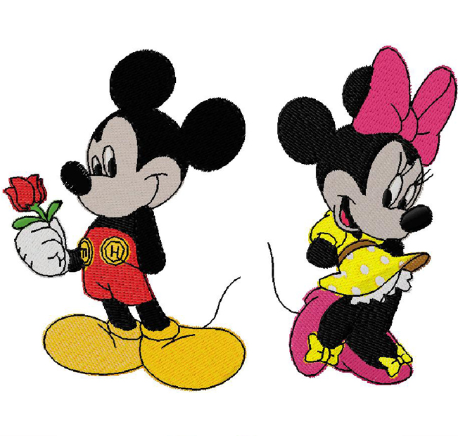 Mickey and minnie embroidery design