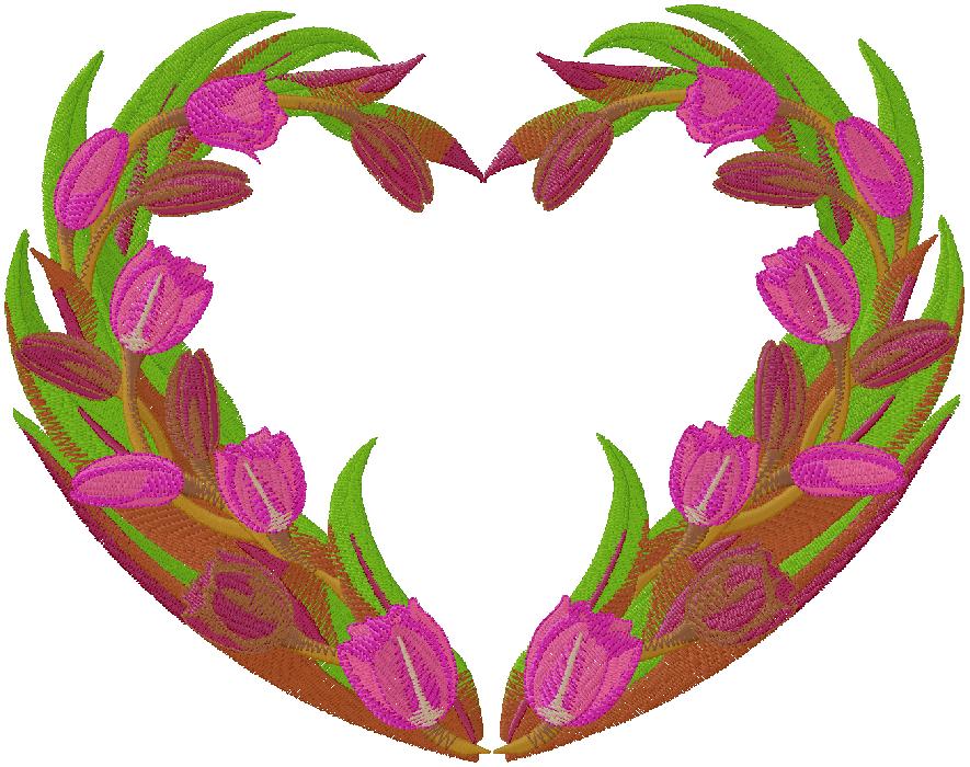 TULIP HEART embroidery design