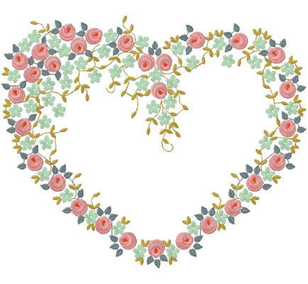 floral heart embroidery design