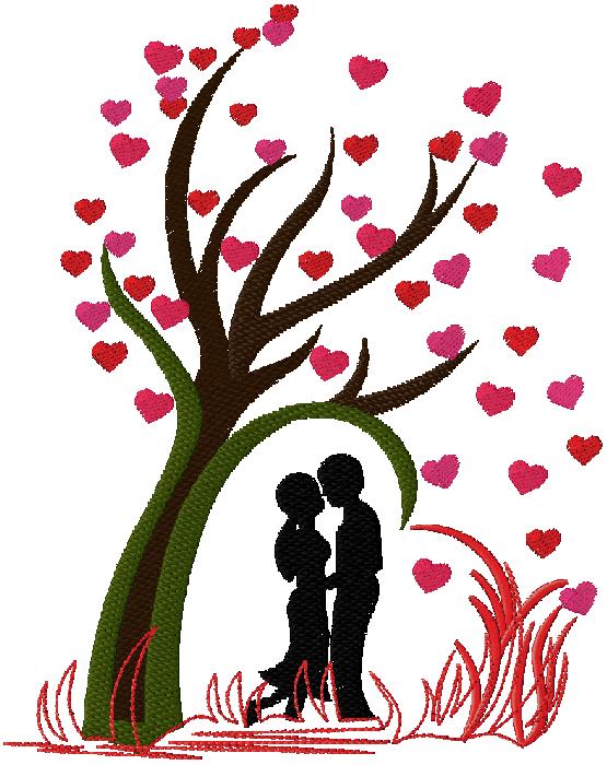 love tree embroidery design