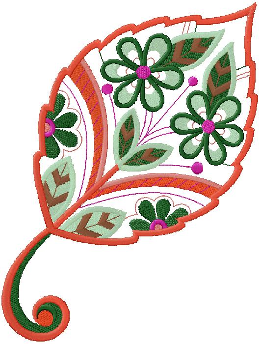 Leaf embroidery design