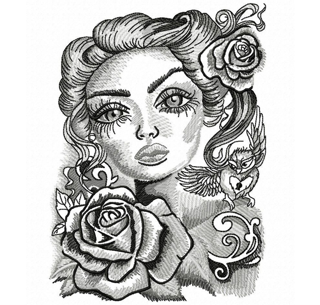 Beautiful girl embroidery design