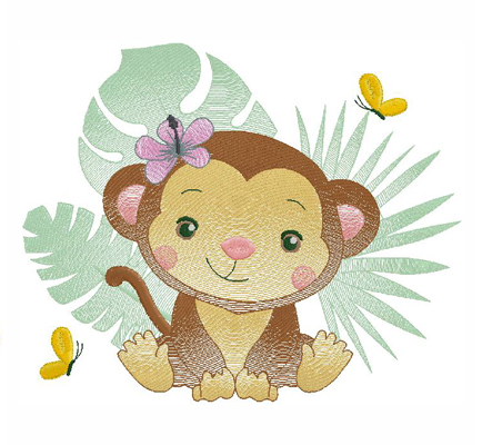 Baby Monkey embroidery design