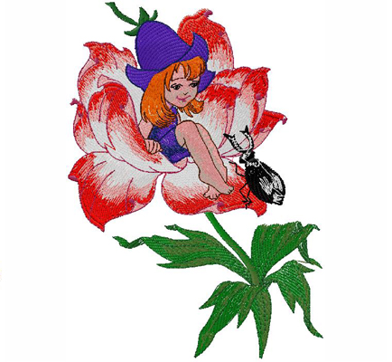 floral girl embroidery design