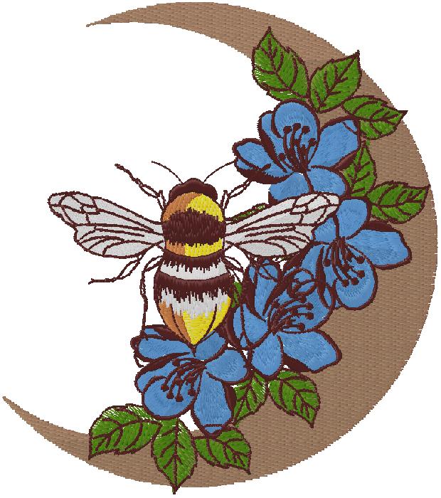 Bee machine embroidery design