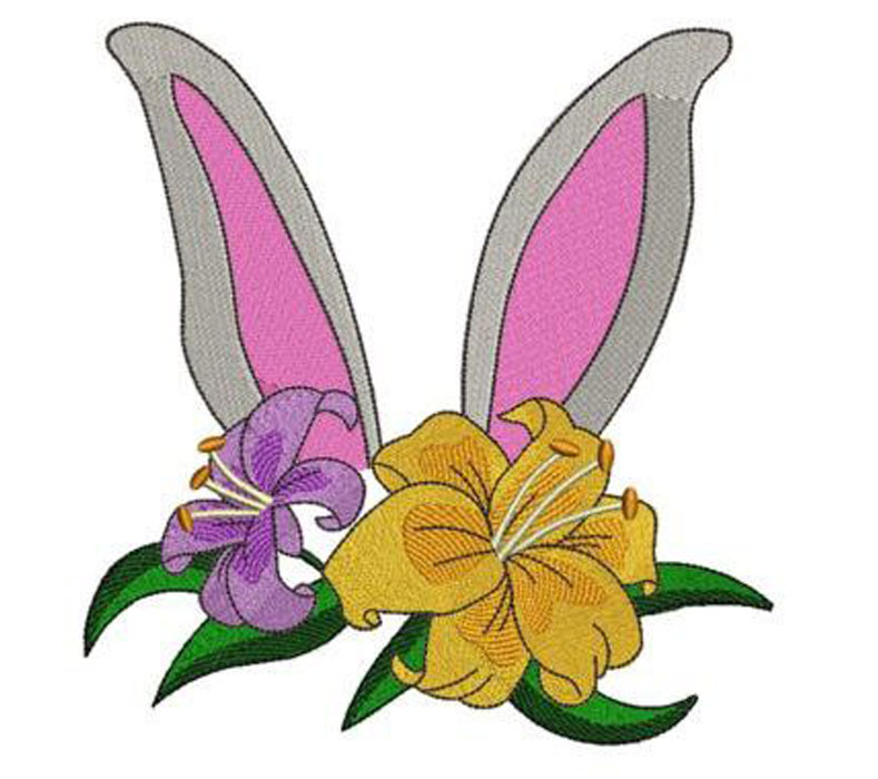 bunny flowers embroidery design