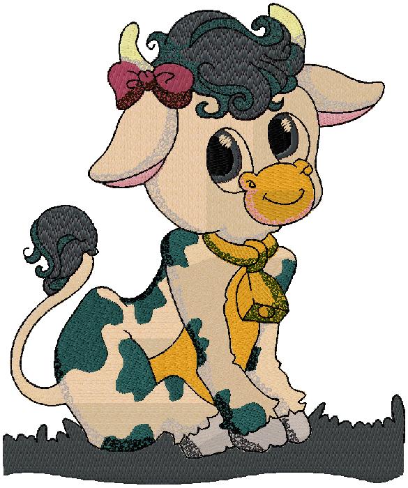 Baby cow machine embroidery design