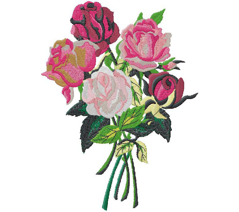 Floral machine embroidery design