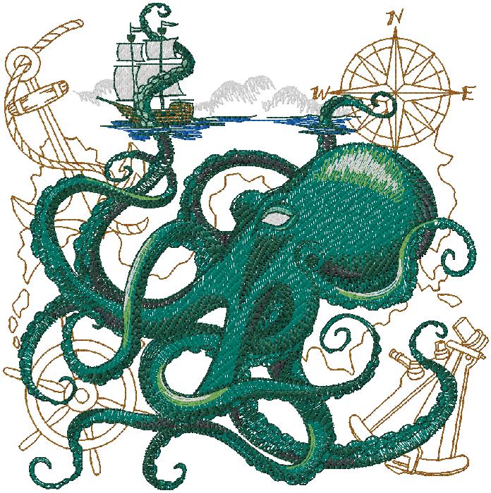 Octopus embroidery design