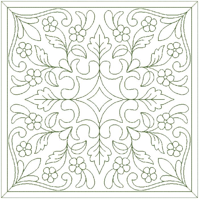 Oriental flower embroidery design