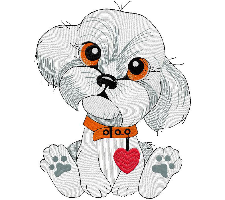 cute puppy embroidery design – free embroidery design