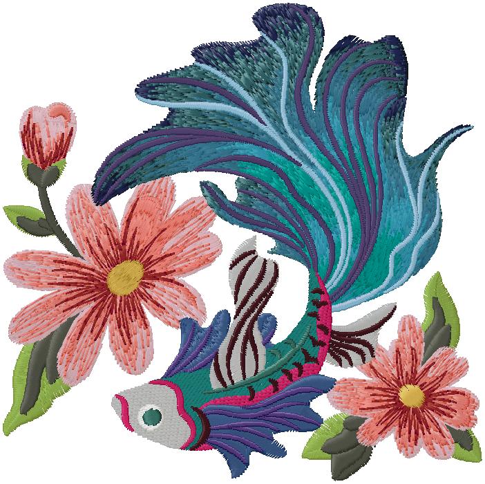 fish embroidery design