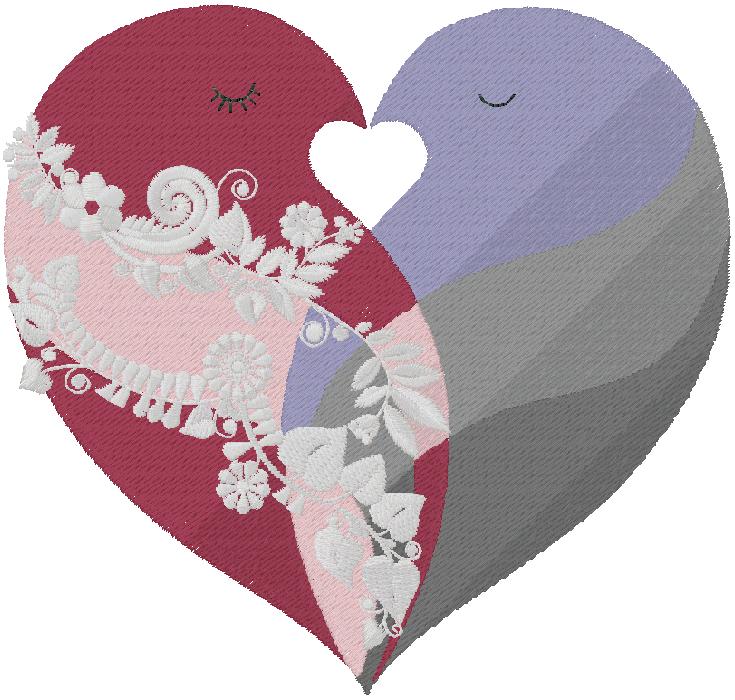 Deco heart embroidery design