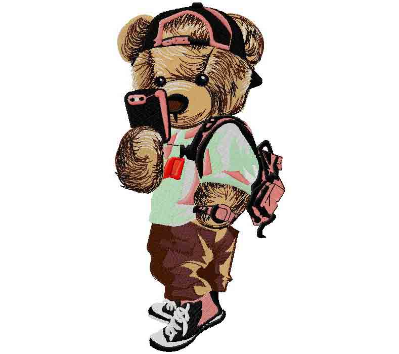 Selfie Bear embroidery design