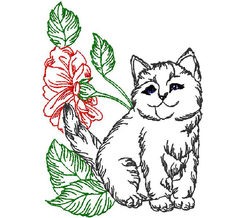 cute kitty embroidery design