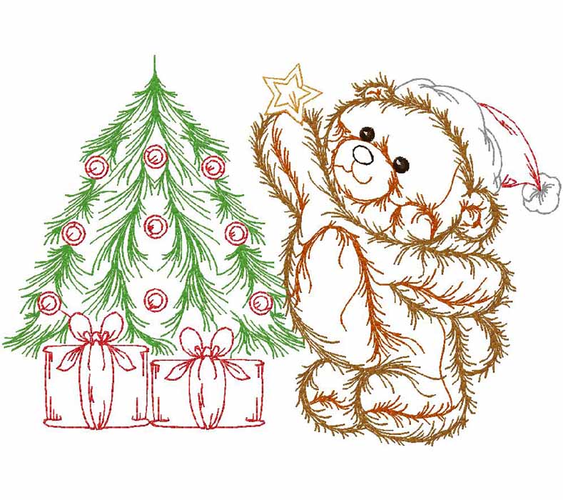 Christmas bear embroidery design