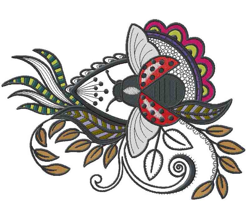 Deco Bug embroidery design