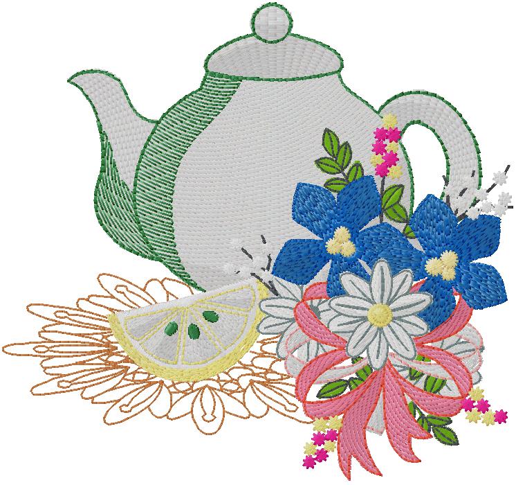 Teapot embroidery design