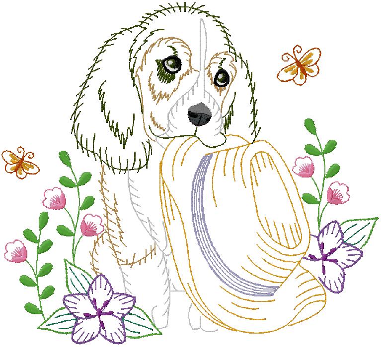 cute dog embroidery design