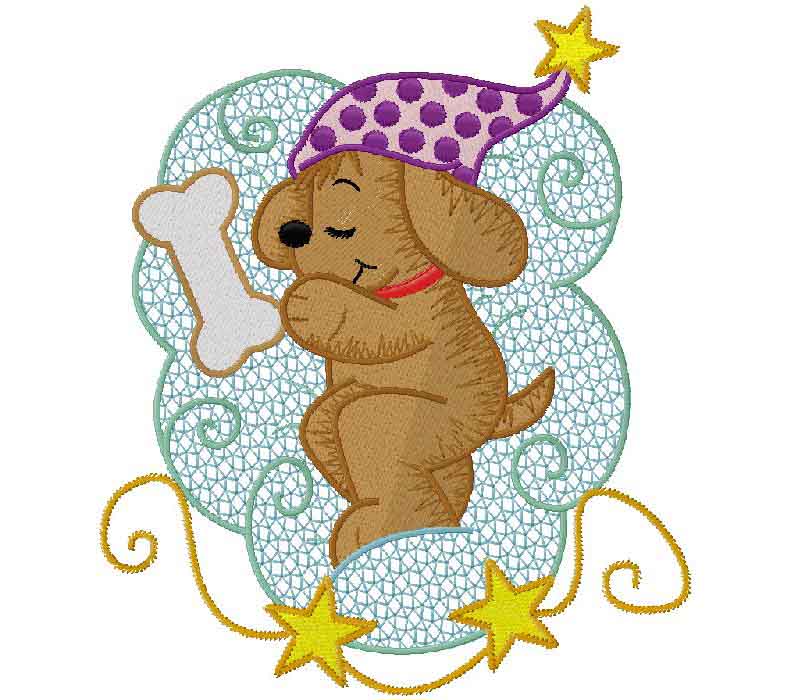 sleepy dog embroidery design