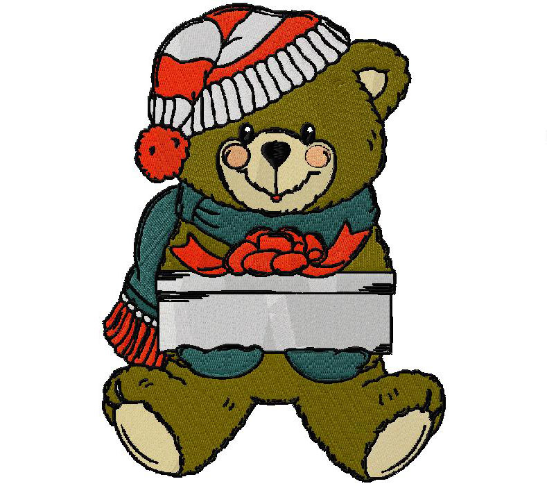 Bear machine embroidery design