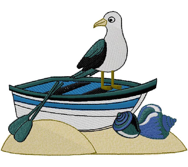 Bird on Boat embroidery design