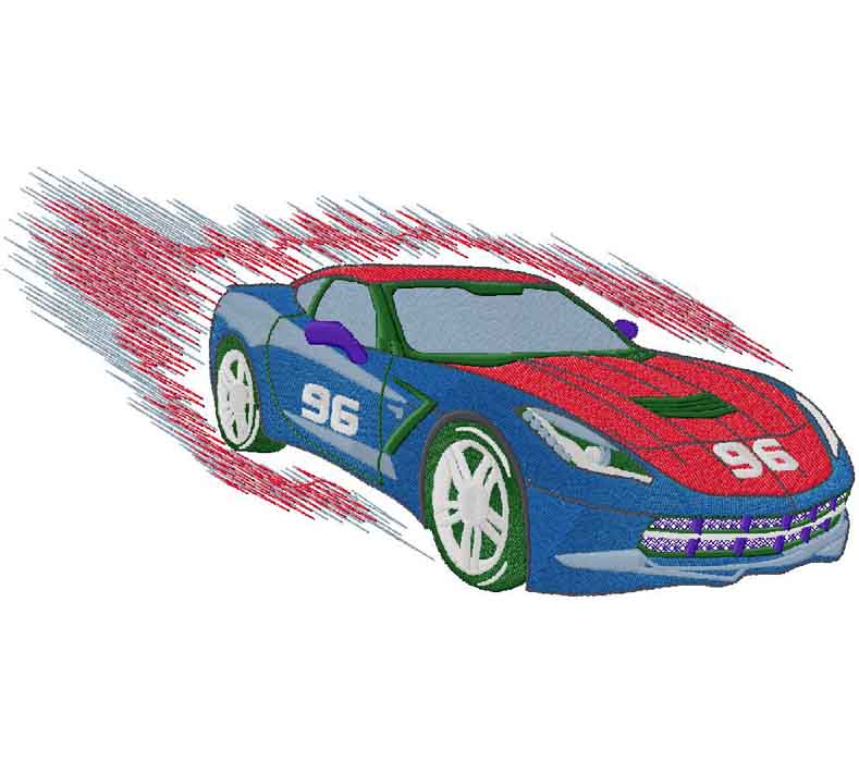 Race car embroidery design