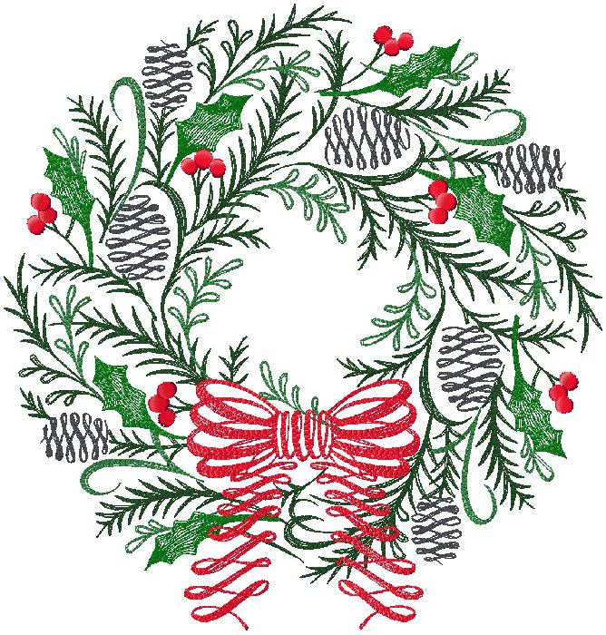 Christmas Wreath embroidery design