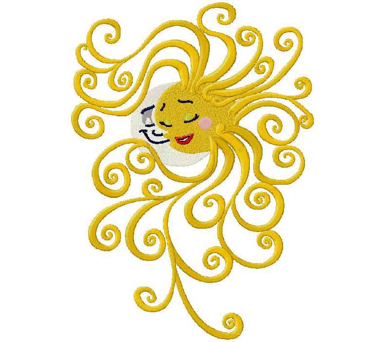 sun and moon embroidery design