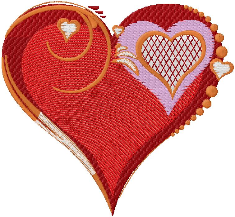 Heart machine embroidery design