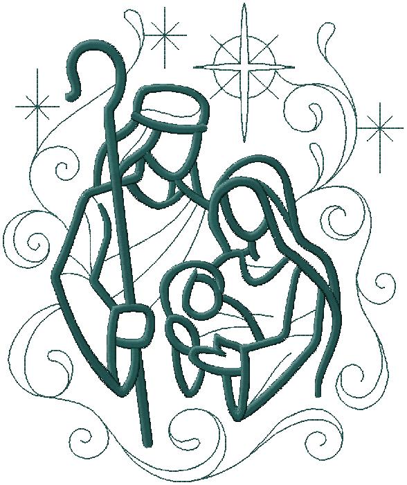 The Holly Family embroidery design