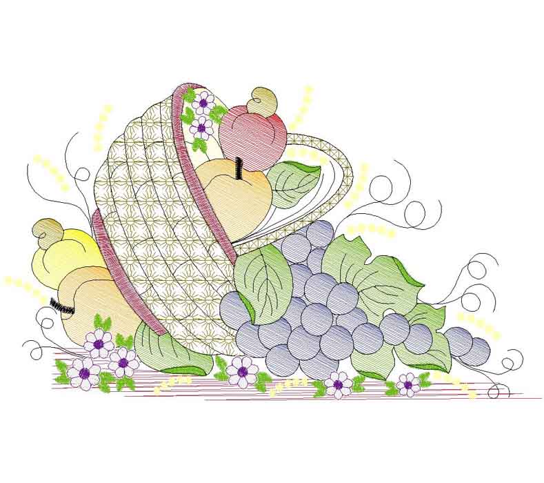 Basket of Fruits embroidery design