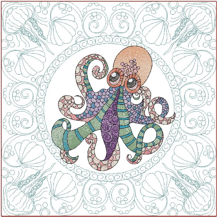 Octopus machine embroidery design