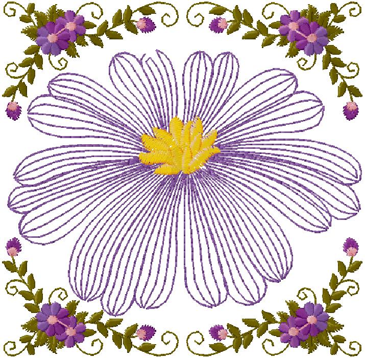 floral machine embroidery design