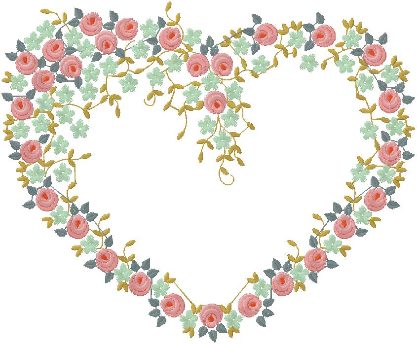 wonderful floral heart embroidery design