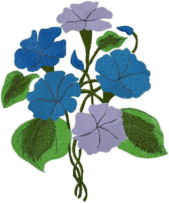 Blue floral embroidery designs