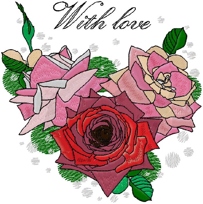 Floral Heart embroidery design