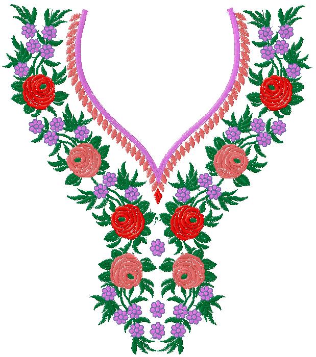 Floral Neck embroidery design