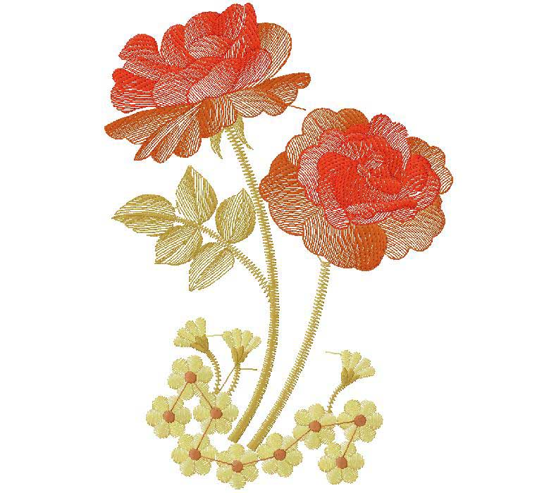 Floral machine embroidery design