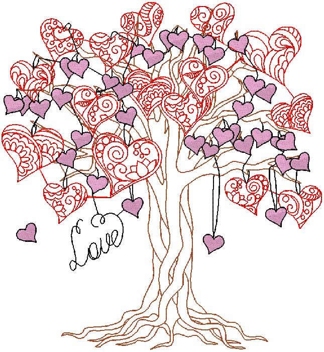 Tree of Hearts embroidery design