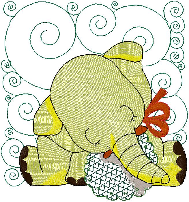 Baby Elephant embroidery design