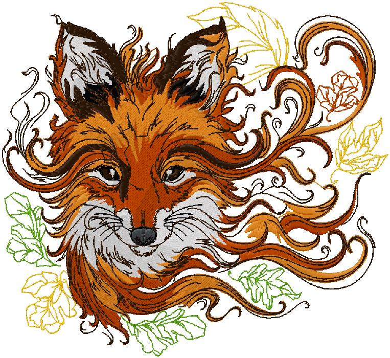 Fox embroidery design - free download