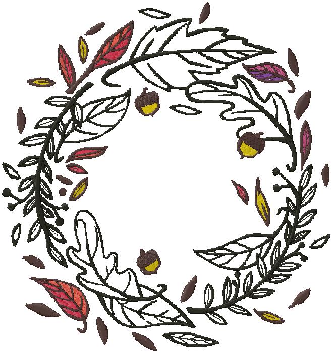 Leaves embroidery design