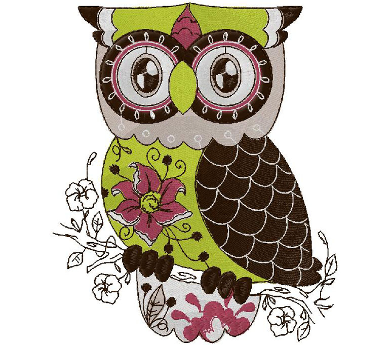 Owl machine embroidery design