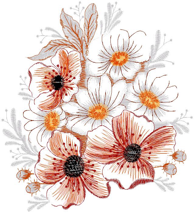 floral machine embroidery design