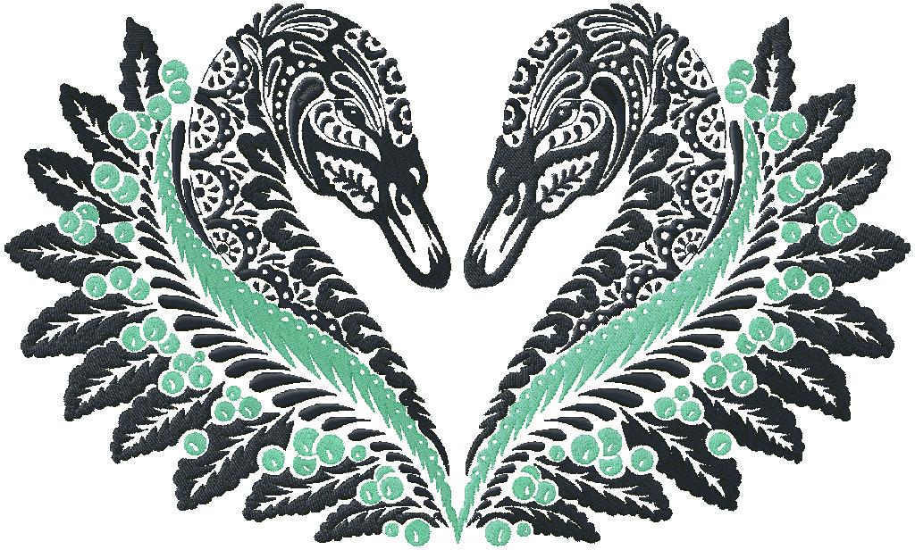 Birds deco embroidery design