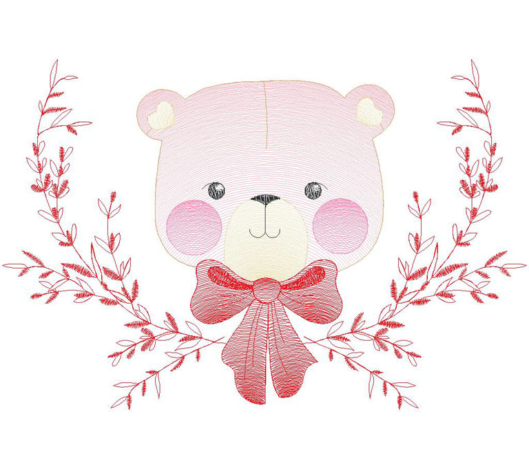 cute bear embroidery Design