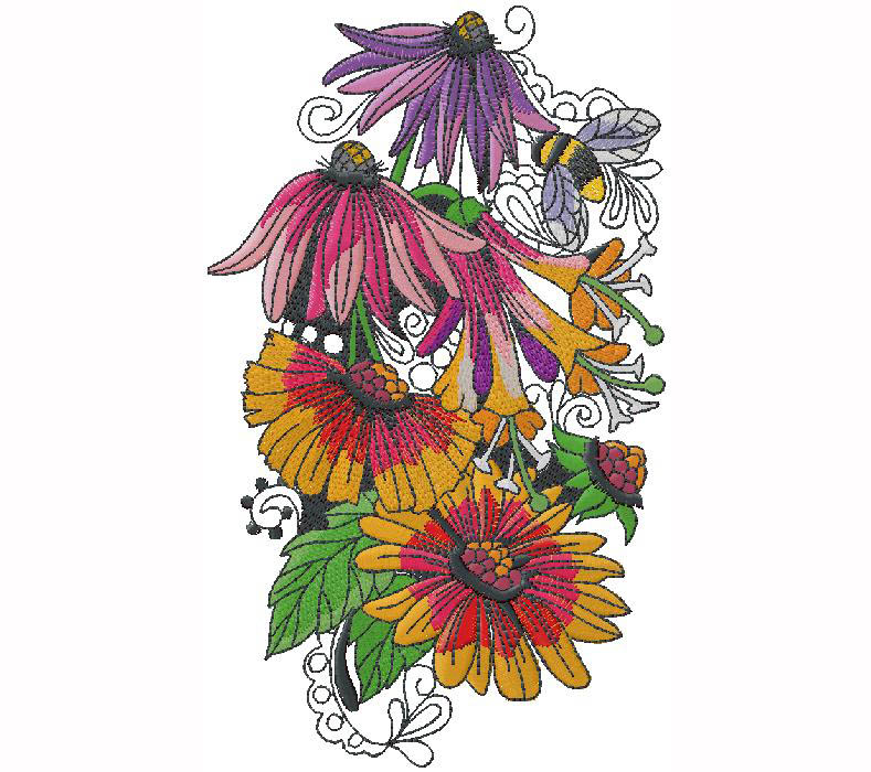 floral machine embroidery design