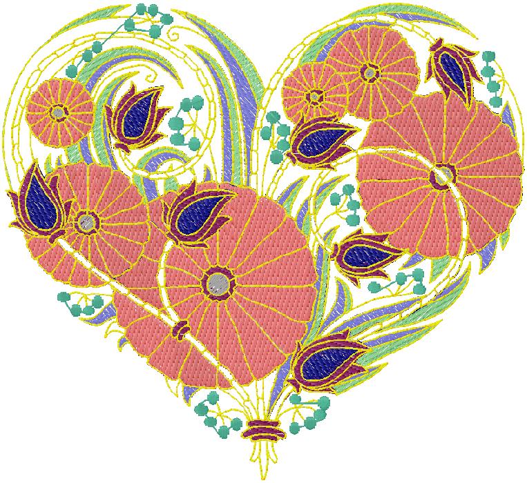 wonderful heart embroidery design